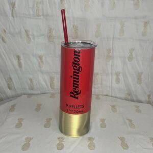 Remington Shotgun Shell custom 20 oz cold cup skinny tumbler EUC NEW STRAW